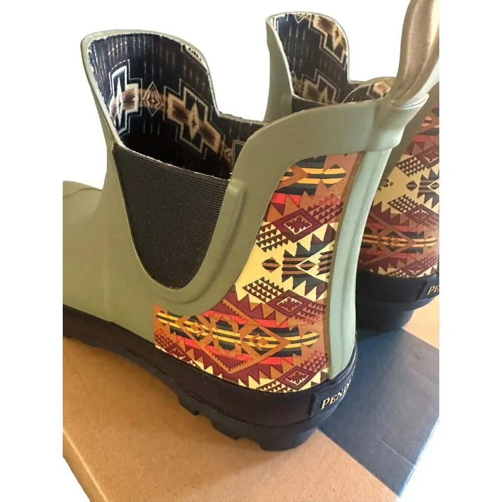 Pendleton Journey West Chelsea Rubber‎ Rain Boots Moss Aztec Womens Sz 6 NEW